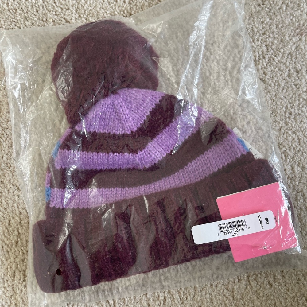 Kate Spade Heritage Pompom Wine Beanie